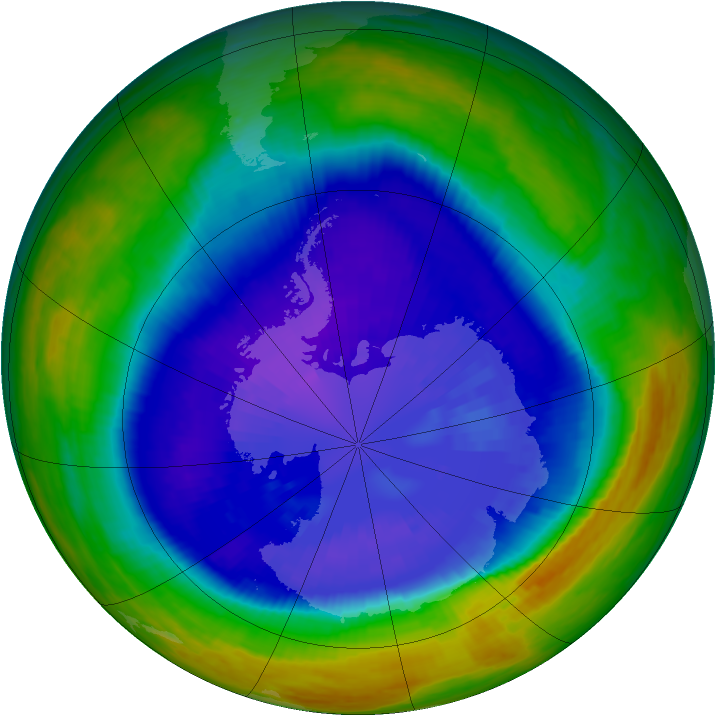 Antarctic ozone map for 13 September 2003